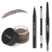 Vista 30 de LAVONE Kit de lápiz de sello para cejas, kit de maquillaje triple con lápiz de ceja impermeable, delineador, pomada de cejas y cepillo de cejas