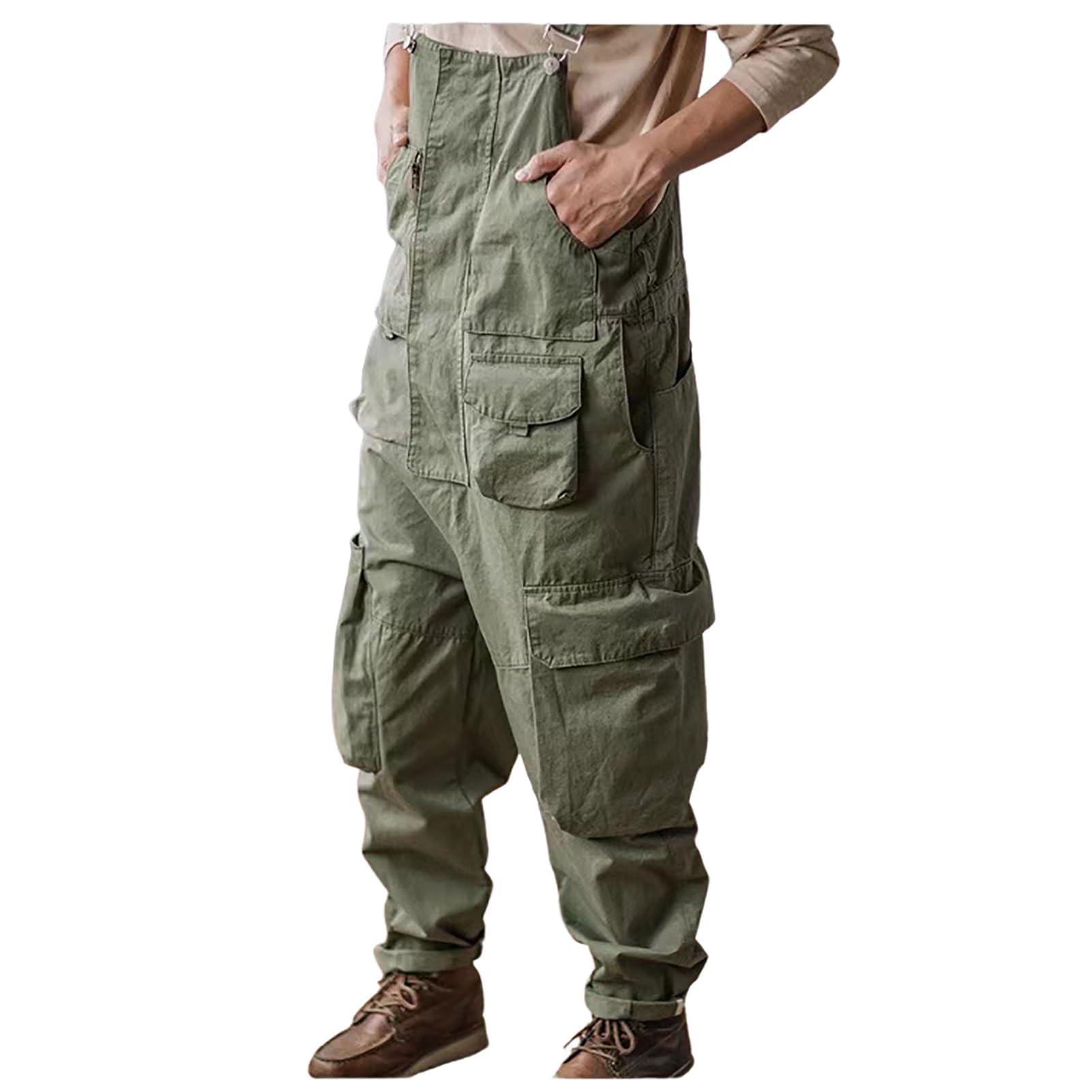 JingNian Salopette con Tasche Oversize, Salopette Da Uomo, Salopette In Tela Da Uomo con Tasche A Patta, Salopette Da Lavoro per Lavoro E Stile(Size:8(l),Color:a)