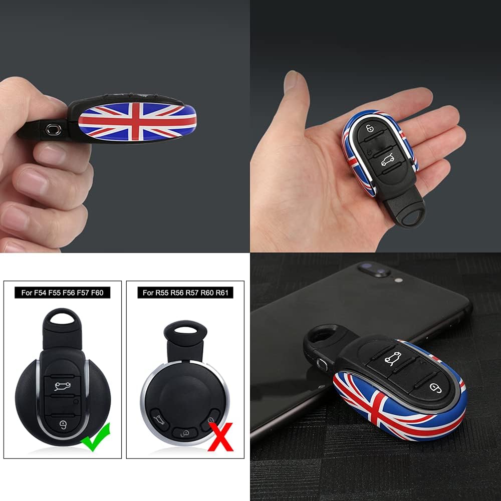 Heinmo Remote Titanium Alloy Key Cover Case W Keychain for Cooper ONE S JCW Clubman Countryman F54 F55 F56 F57 F60 Car Styling Accessories (Gray Jack)