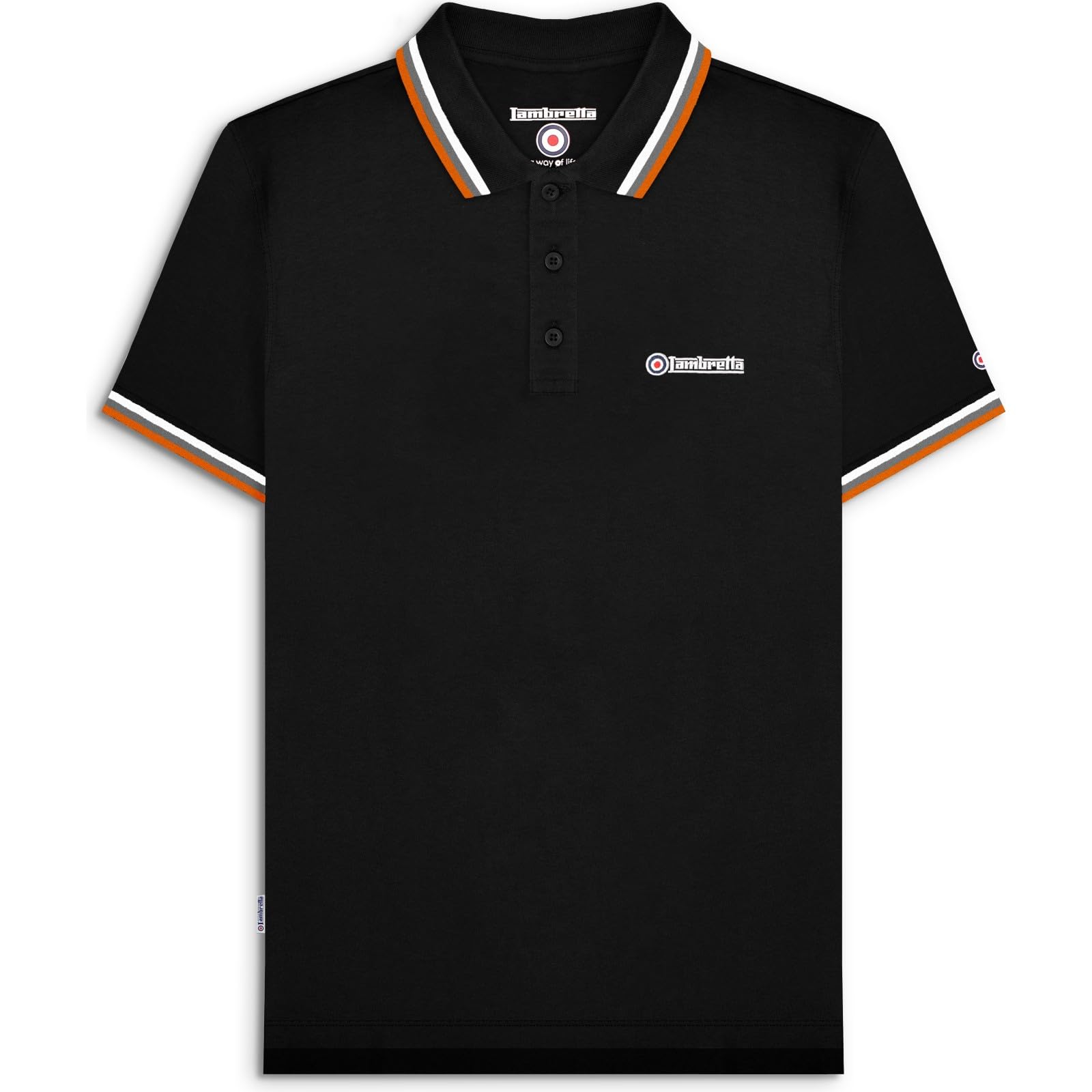 Lambretta Mens Short Sleeve Polo Shirt (UK, Alpha, XL, Regular, Regular, Black)
