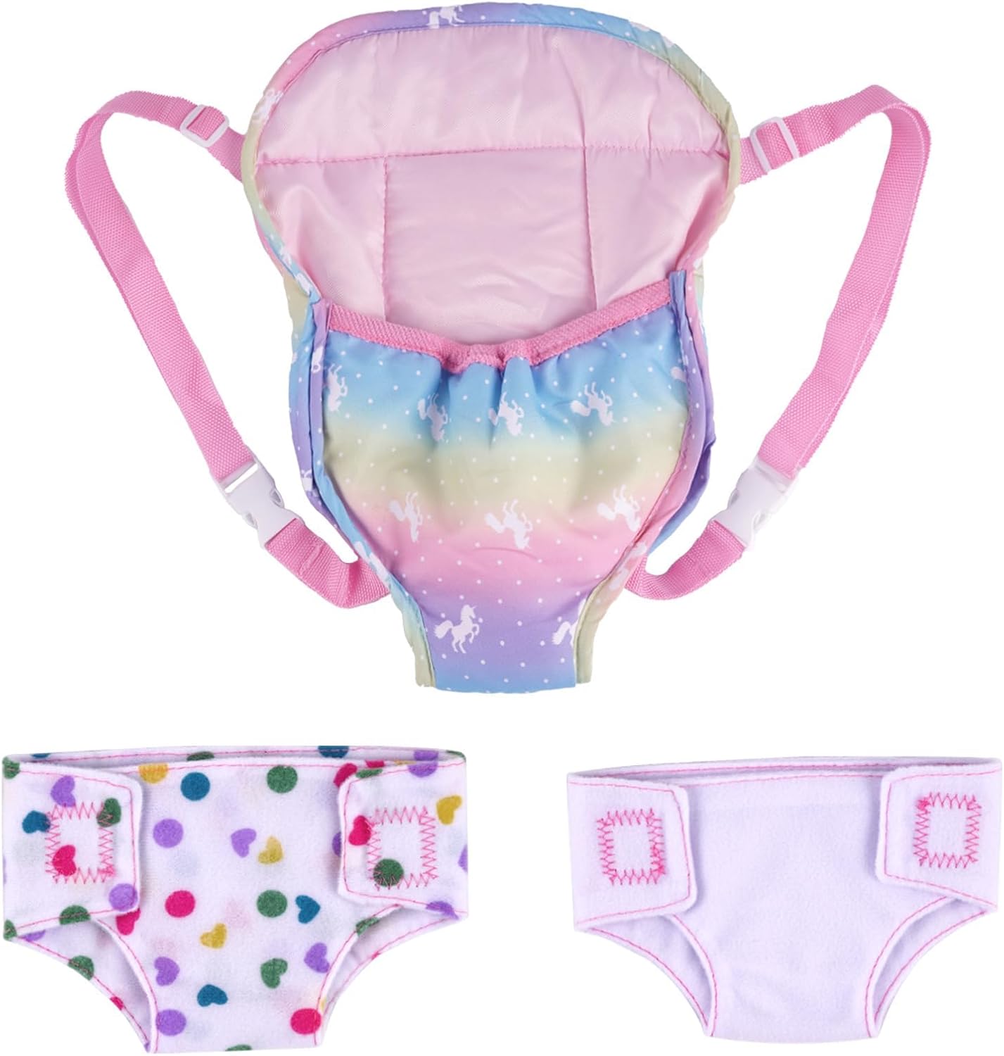 BABESIDE Baby Doll Accessories, Doll Carrier with 2 Doll Diapers – Baby Dolls Accessories Set for 12-15 Inch Dolls, Pretend Play Gift for Girls