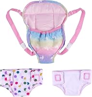 BABESIDE Doll Carrier with 2 Diapers - Adjustable Baby Doll Accessories for 12-15 Inch Dolls, Pretend Play Set for Girls