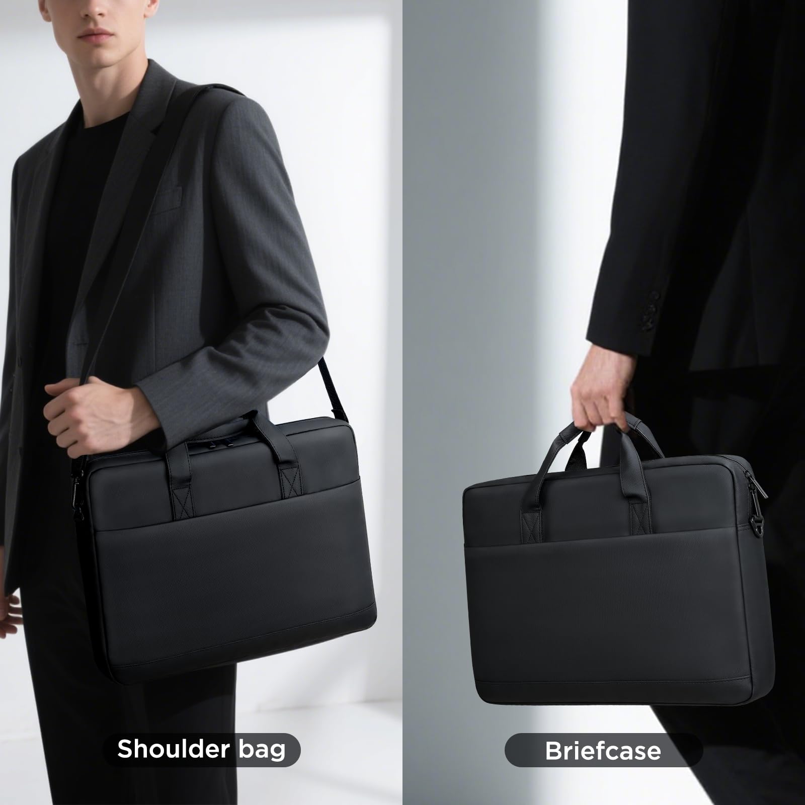 MiacYoung Bandolera Ligera para Portátil 15,6 16 Pulgadas con Compartimentos Organizadores Compatible con ‌16 Pulgadas MacBook Pro M1 M2 M3 M4 M5,Acer ASUS HP Surface Dell Chromebook, Negro