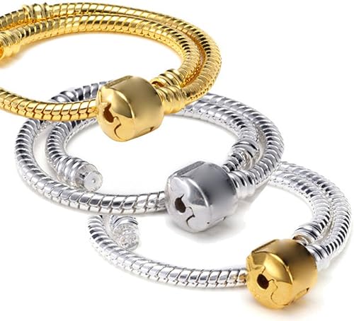 Miniatura 7 de RUBYCA 10 unidades de color dorado mezcla tamaños lote de cierre de cadena de serpiente europea pulsera de encanto para cuentas