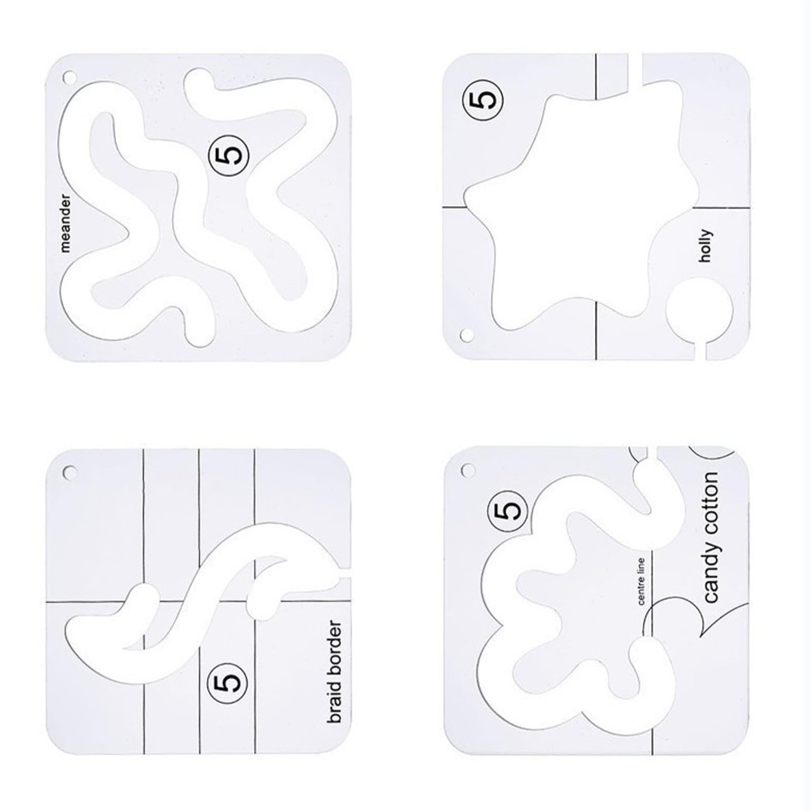 Woedpez A 4Pcs Freemotion Quilting Templates Clear Crylic Ruler Stencils For Sewing Patchwork Tool Ruler Set