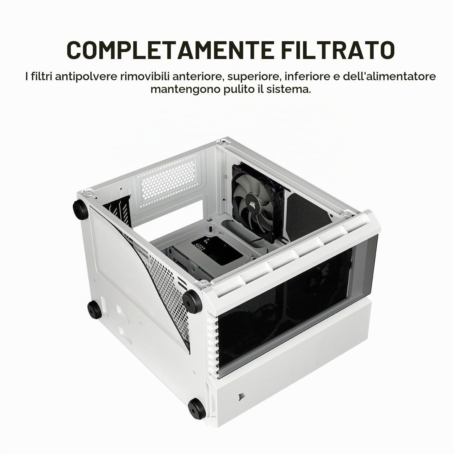 Corsair Crystal 280X Case da Gaming, Micro ATX Vetro Temperato, Bianco