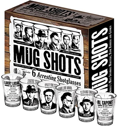 Mug Shots - 6 Piece Shot Glass Set of Famous Gangster Mugshots