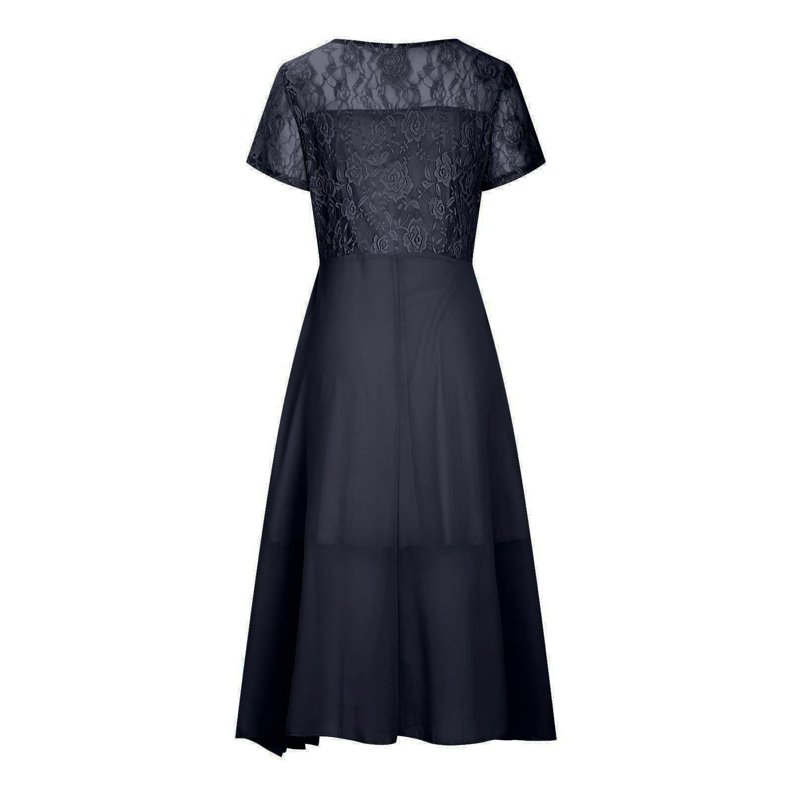 Abendkleid Damen Lang Sommerkleid mit Rüschensaum Cocktailkleid Elegant Chiffon Spitze Wickelkleid Festliches Ballkleid A-Linie Kleid Hochzeitsgast Brautjungfernkleider Partykleider
