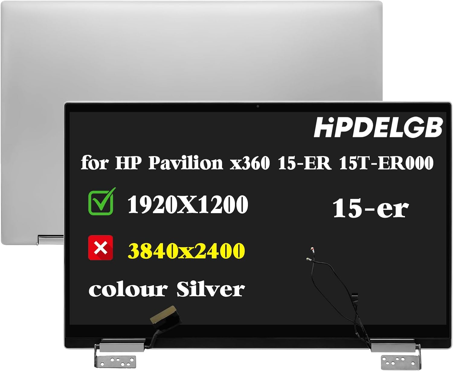 Replacement for HP Pavilion x360 15-ER 15T-ER000 15-er0010nr 15-ER0056CL 15-er0051nr M45118-001 M45119-001 1920 x 1080 FHD IPS LCD Touch Screen Digitizer Assembly Silver