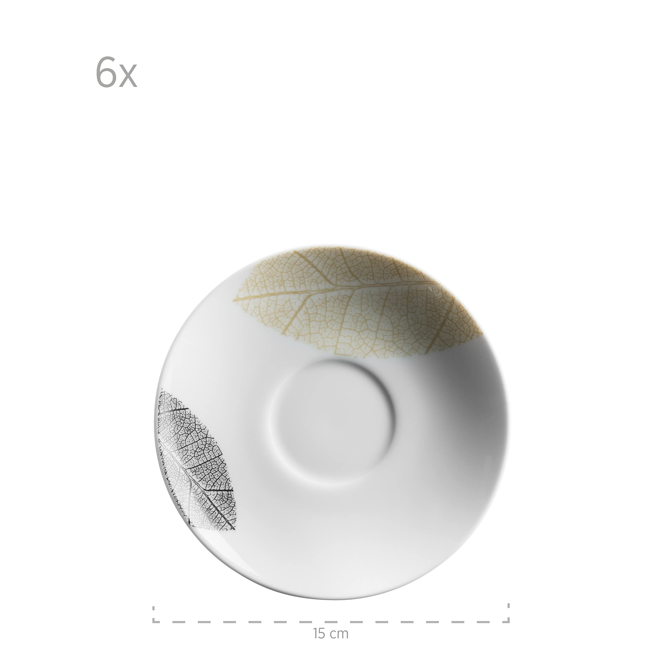 MÄSER 931215 - Vajilla para 6 personas, 30 piezas, con formas sin bordes, porcelana, color blanco