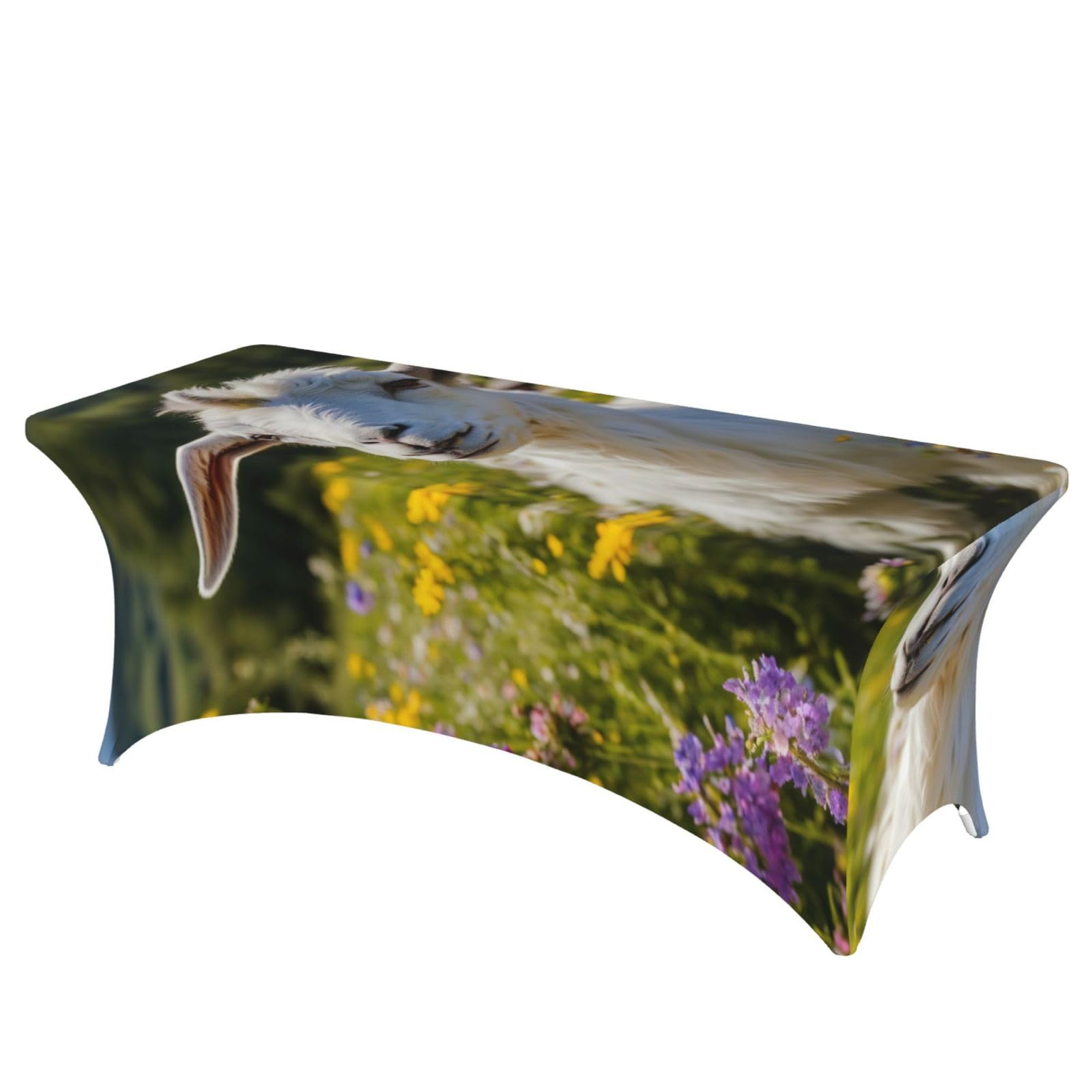 AYYQWE Goat Print Elastic Rectangular Tablecloth For Banquet Outdoor Picnics Office Table Cover