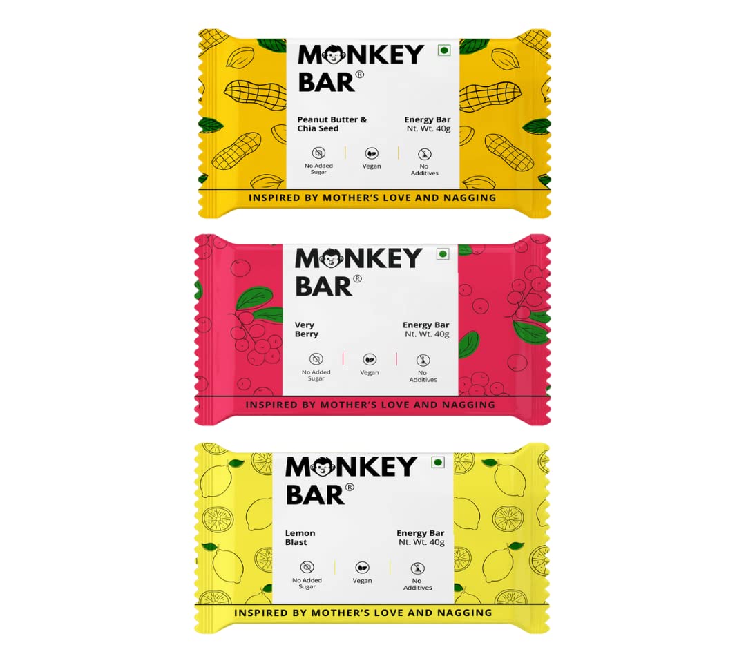 Non Choco Energy Bars - 10 Bars, 3 Flavours, 40g each, Best for Healthy Clean Snacking, Just 4-6 Plant-based Ingredients, Dairy Free & Sugar Free, Vegan, No Additives