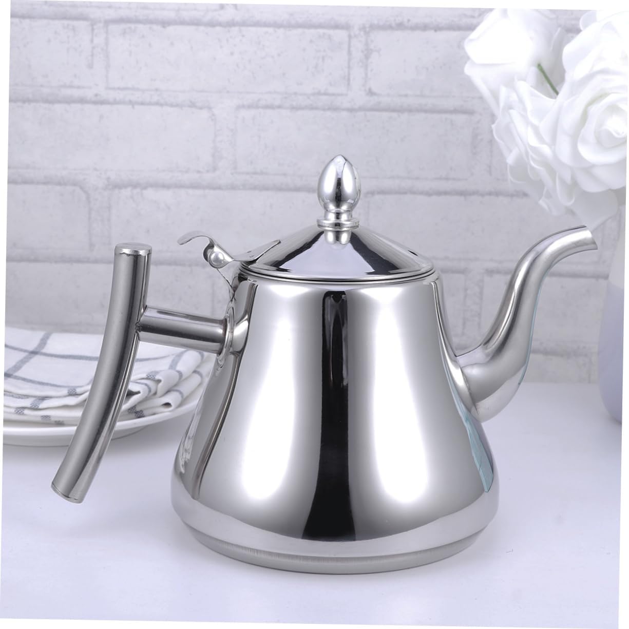Ciieeo Stainless Steel Tea Pot Strainer Fall Tea Kettle for Stove Comfortable to Hold Home Restaurant Use