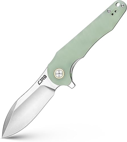 CJRB CUTLERY Cuchillo de bolsillo plegable Manglar (J1910) Cuchillo de bolsillo para hombres AR-RPM9 Hoja de acero y mango G10 verde naturaleza con