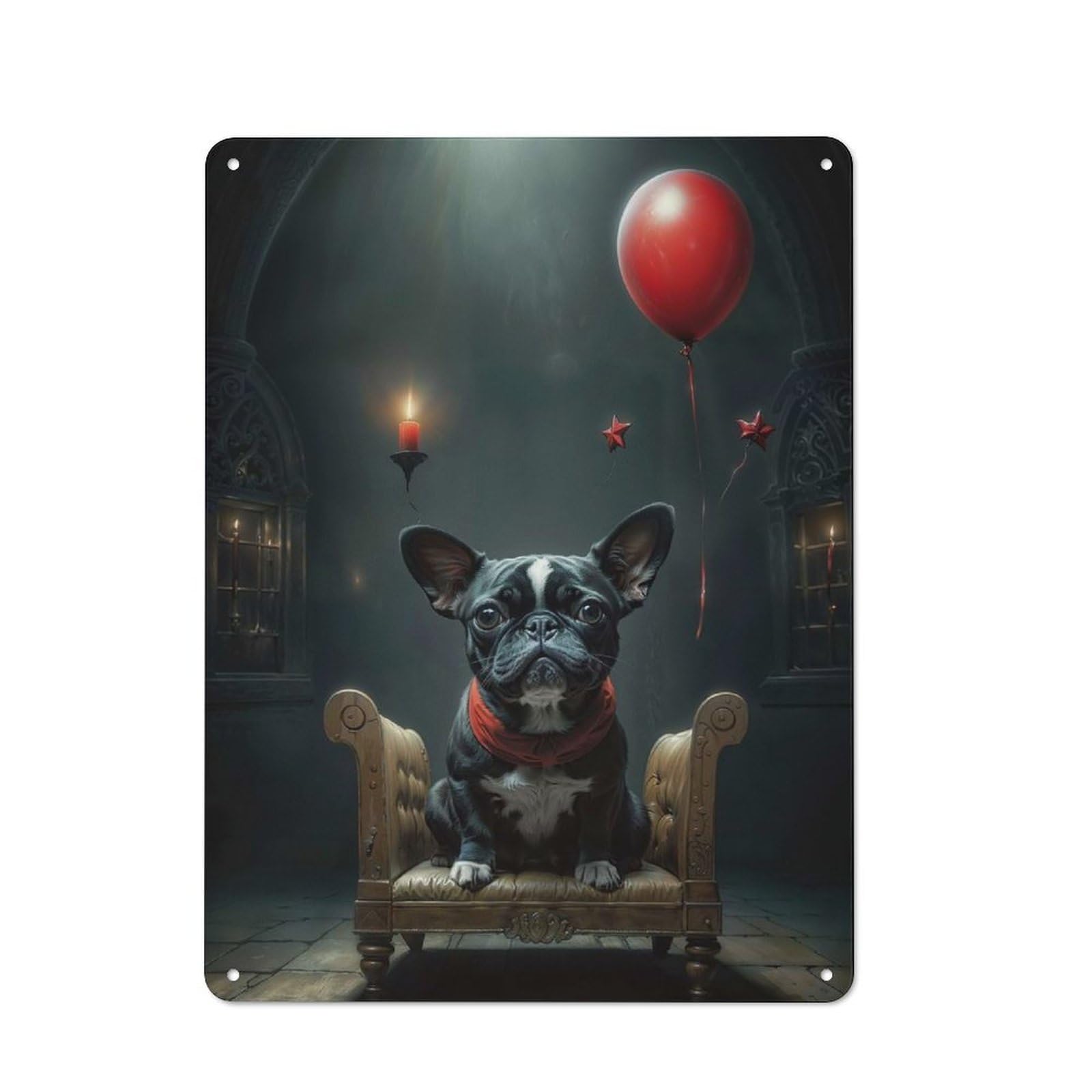 Junmoney Puppy And Red Balloon Tin Wall Plaque 40X30cm With For Bar Or Restaurant, Housewarming Wall Decor For People Furnishing Bar And Restaurant