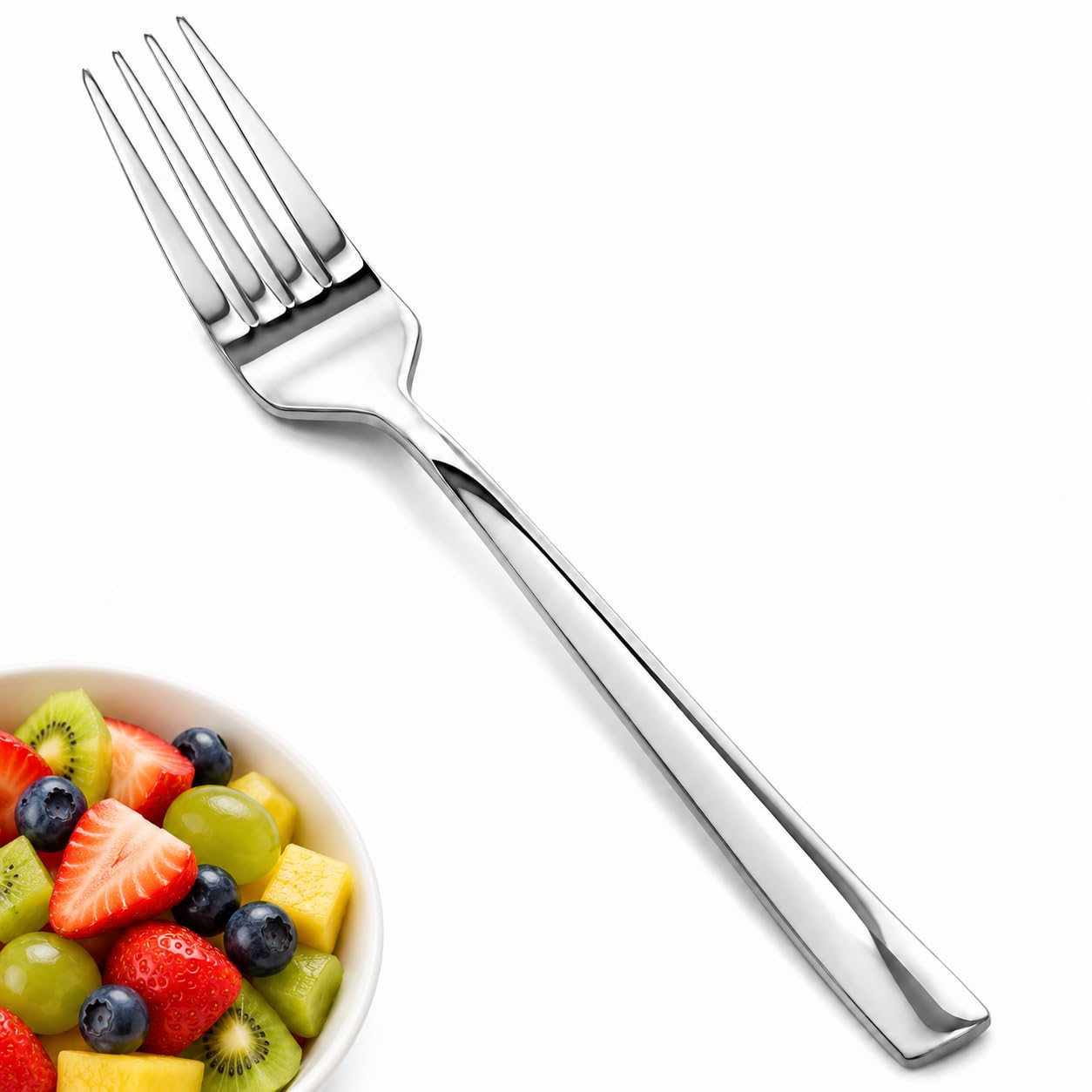 SANTUO Dessert Forks Set - 12-piece Stainless Steel Salad Forks Cream Fork Flatware Set Reusable for Household Use or Camping - Silver 6.7 Inches — Amazon image 8