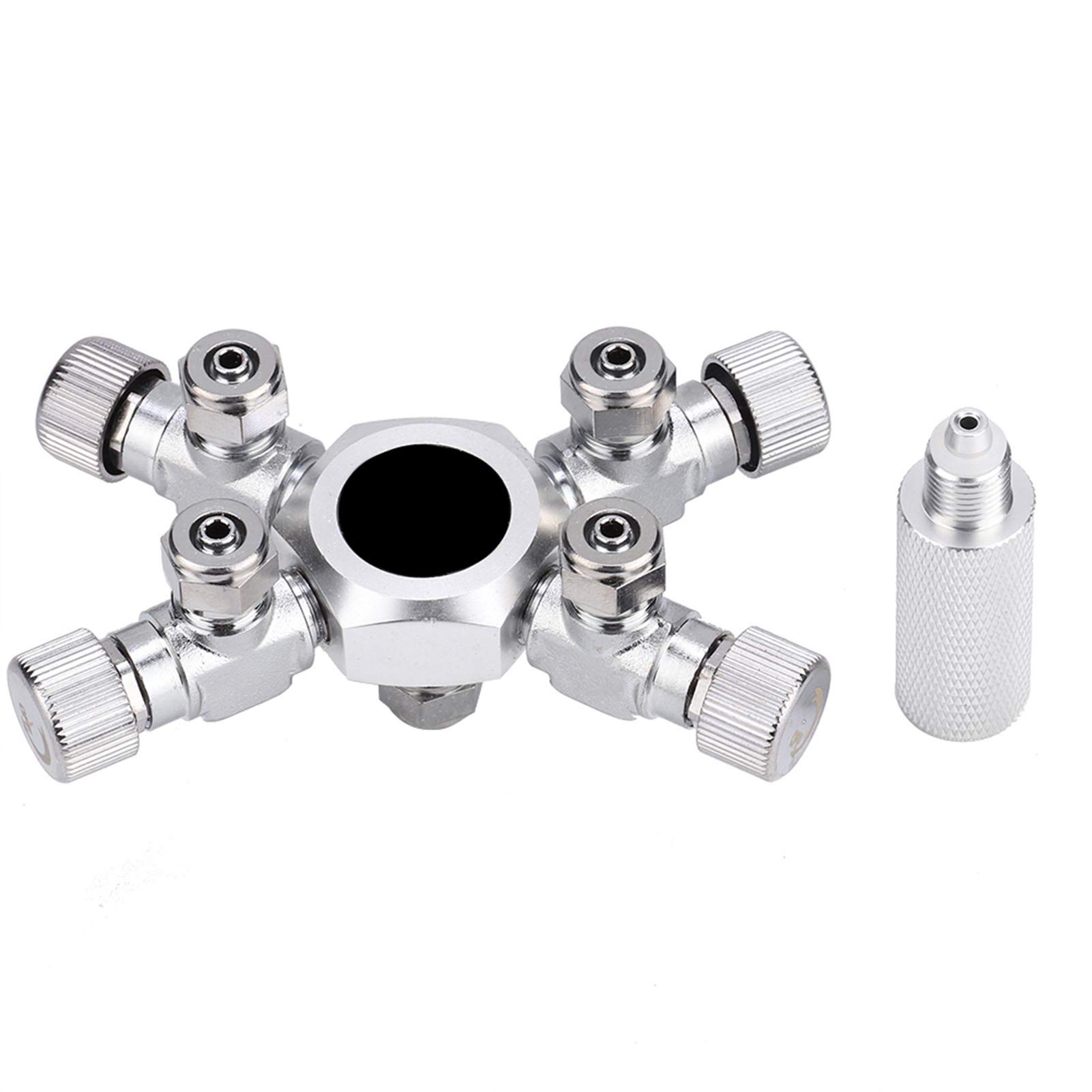 Régulateur de séparateur de CO2 de réservoir de Poissons, Valve à Aiguille précise d'aquarium d'alliage d'aluminium pour Le réservoir de CO2 d'usine d'aquarium(4 Voies)