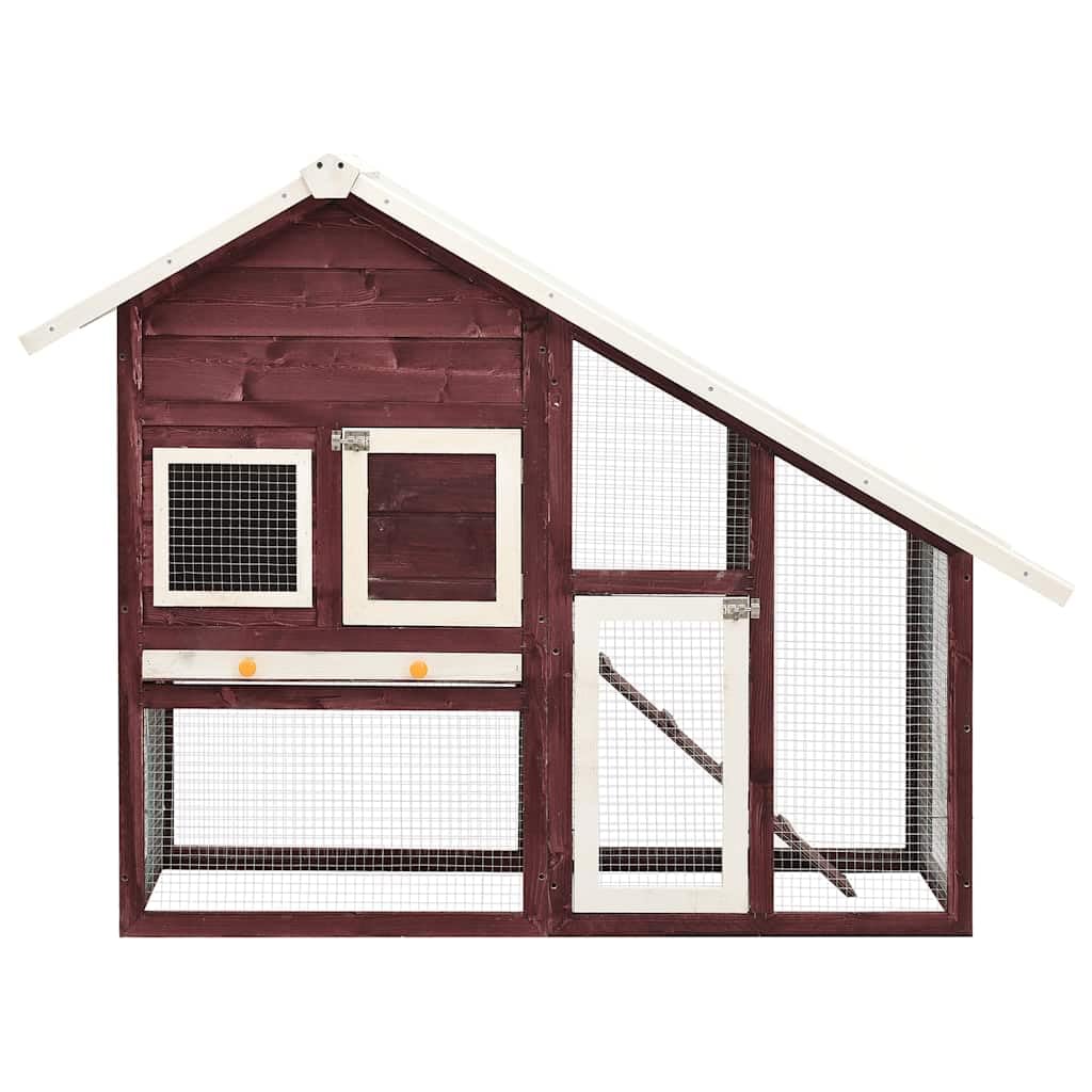 Klapa z 2 poziomami Moka i biały, 140 x 63 x 120 cm, z litego drewna jodłowego dla królika z rampą, wodoodporny zielony dach, szufladą do czyszczenia i drucianą siatką