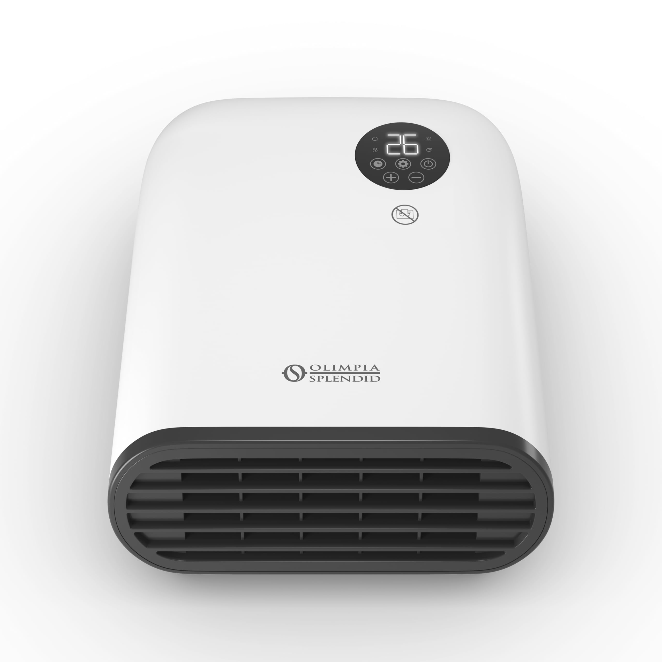 Olimpia Splendid Caldo Duo – termowentylator do montażu na stole lub ścianie, do 2000 W, ochrona IP21, rozpoznawanie otwartego okna, tryb Eco i ekran dotykowy