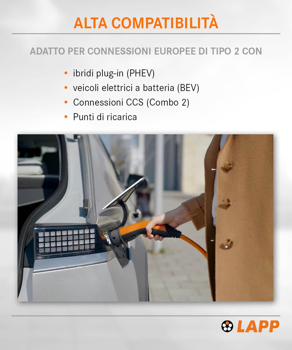 LAPP MOBILITY Ladekabel Typ 2, bis zu 11 kW, 7 m, Orange (61790)