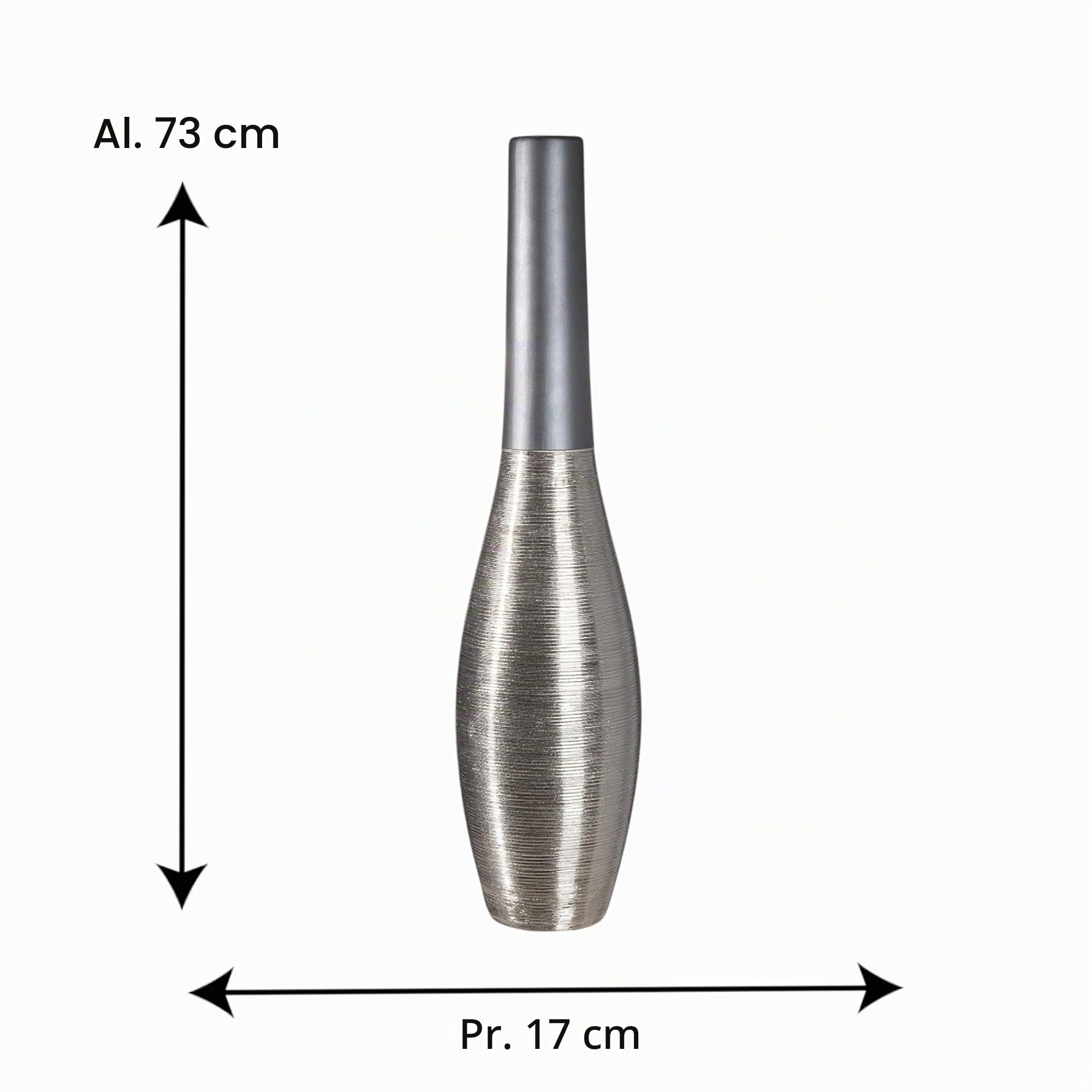 Gilde Jarrón de suelo London - cerámica - antracita mate - 73 cm x 17 cm - jarrón decorativo