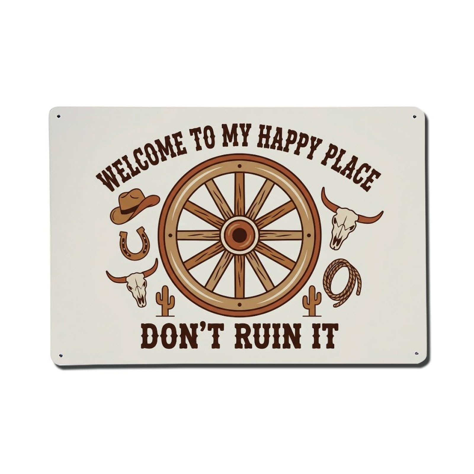 Vintage Wagon Wheel Ranch Humor Metal Tin Sign Plaque Wall Decor for Cafe, Club Bar, Office, Home Garden Metal Poster 8x12Inch