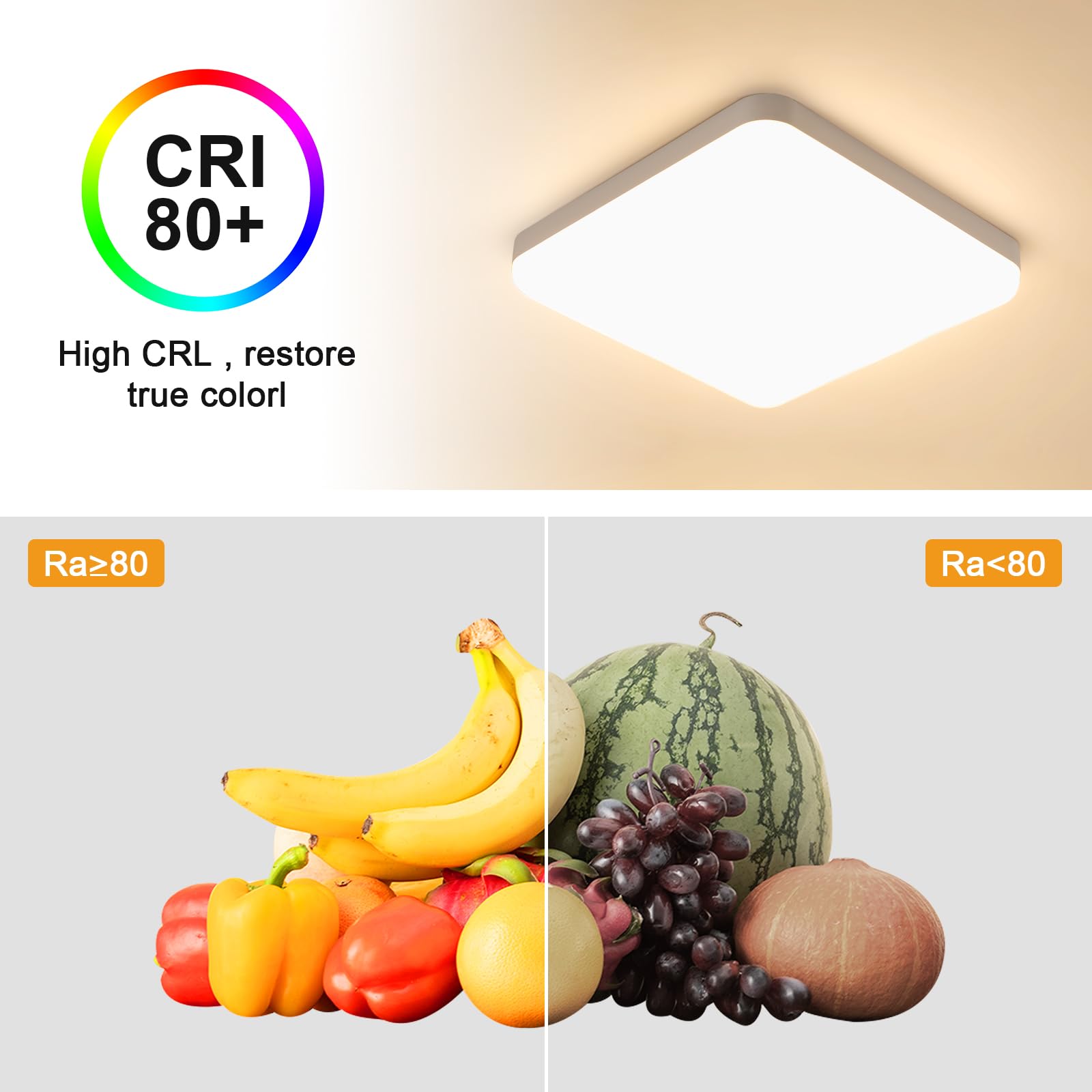 32W Plafon LED Techo, Lamparas de Techo LED Moderna 3600LM, 3000K Luz Cálida IP54 Impermeable, Luz de Techo Para Baño Cocina Pasillo Balcón 25CM