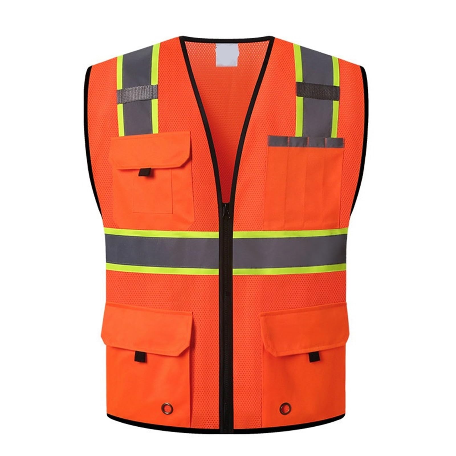 High Vis Vests Two Tone Mesh Safety Vest Reflective Surveryor Yellow Orange Mesh Reflective Vest Jacket High Visibility Workwear(Orange,XXL)