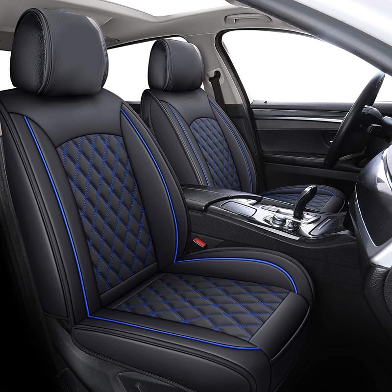 RideoFrenzy Zebra Black and Blue Seat Covers for New Baleno (2022-2025) | Skin Fit Tailor Made | 20mm HDR Foam Luxury Nappa Leather