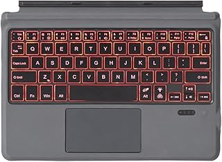 SZAMBIT Tipo de Capa Compatível com Surface Pro 9/Pro 8/Pro X,Portátil Teclado Sem Fio com Touchpad,7 Colorido Iluminado Teclado Bluetooth,Suporte de Tablet,Bateria Recarregável Embutida