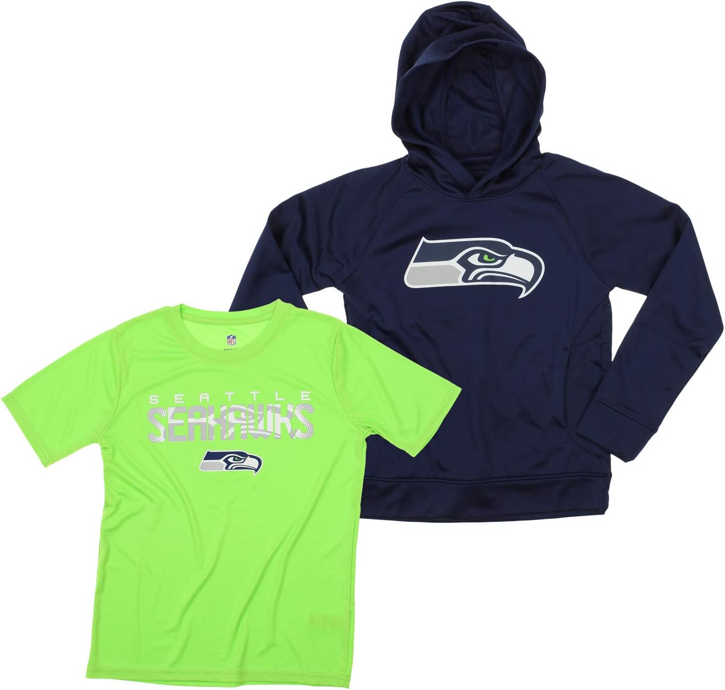 Outerstuff NFL Youth Boys (8-20) Two Piece Performance LS Fleece Hoodie and SS Tee 2 Pack Combo Set, Team Variation