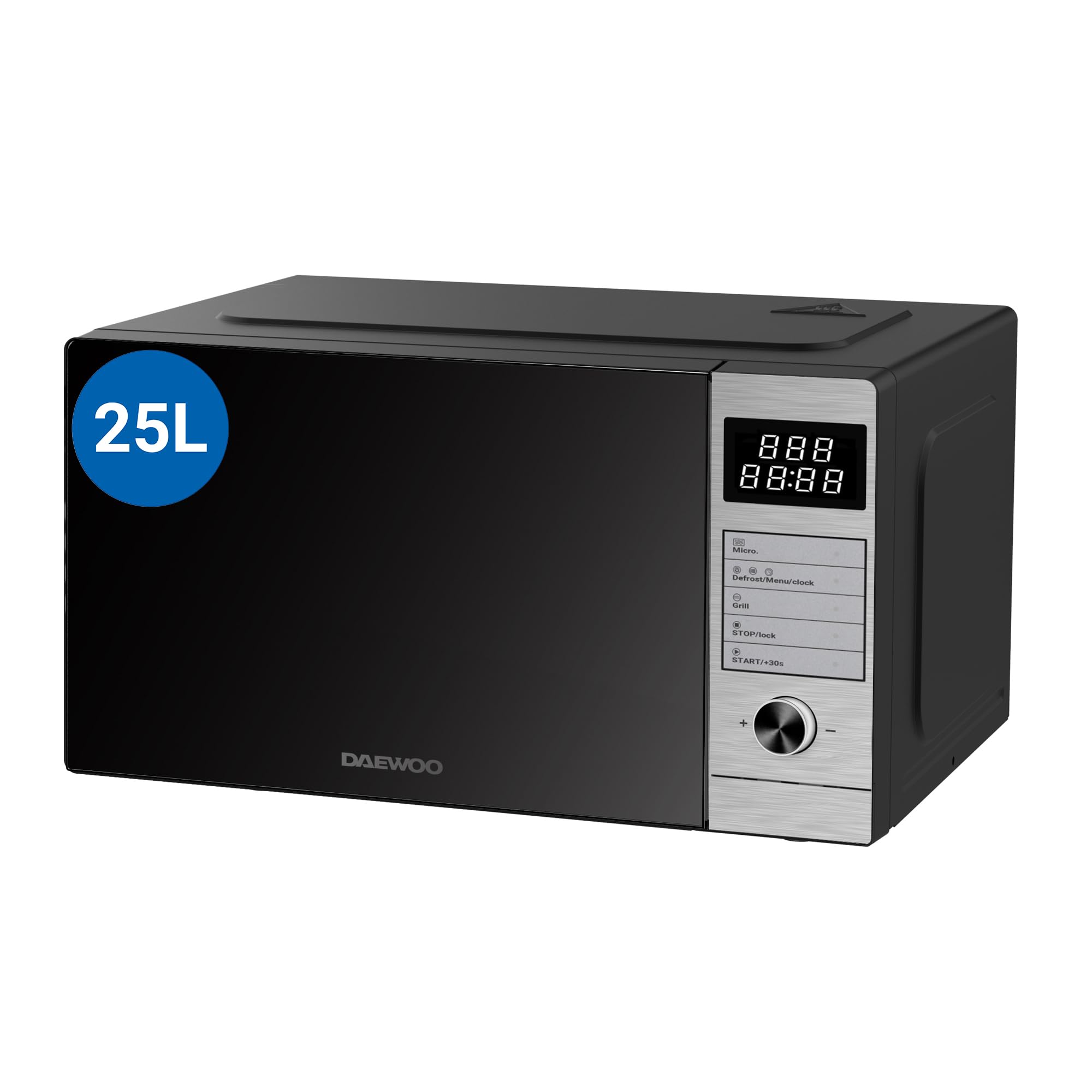Microondas Daewoo MD-FP251GS-EU, con Grill de Cuarzo, 25 Litros de Capacidad, 850W de Potencia, 8 Programas, 5 Niveles de Potencia, Panel Digital, Inox
