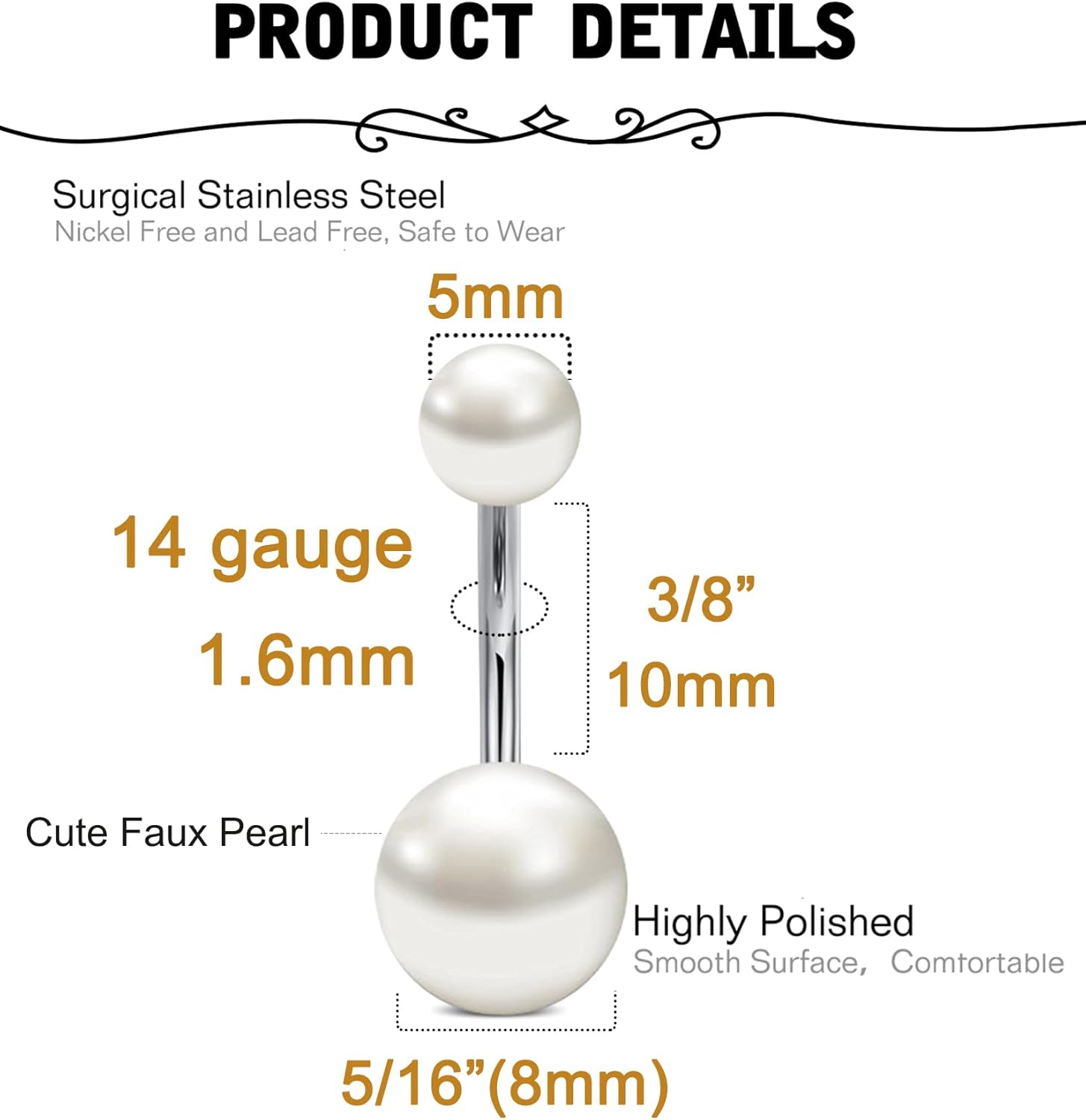 MODRSA Belly Button Ring Surgical Steel Belly Rings for Women Hypoallergenic Belly Button Rings Clicker Belly Button Ring Belly Piercing Silver Rose Gold Pink Black Navel Rings for Women - Image 4