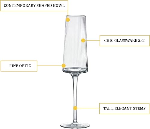 Miniatura 5 de Copas de champán Empire - Cristalería hecha a mano - Copas de champán - Copas de flauta - Juego de 2