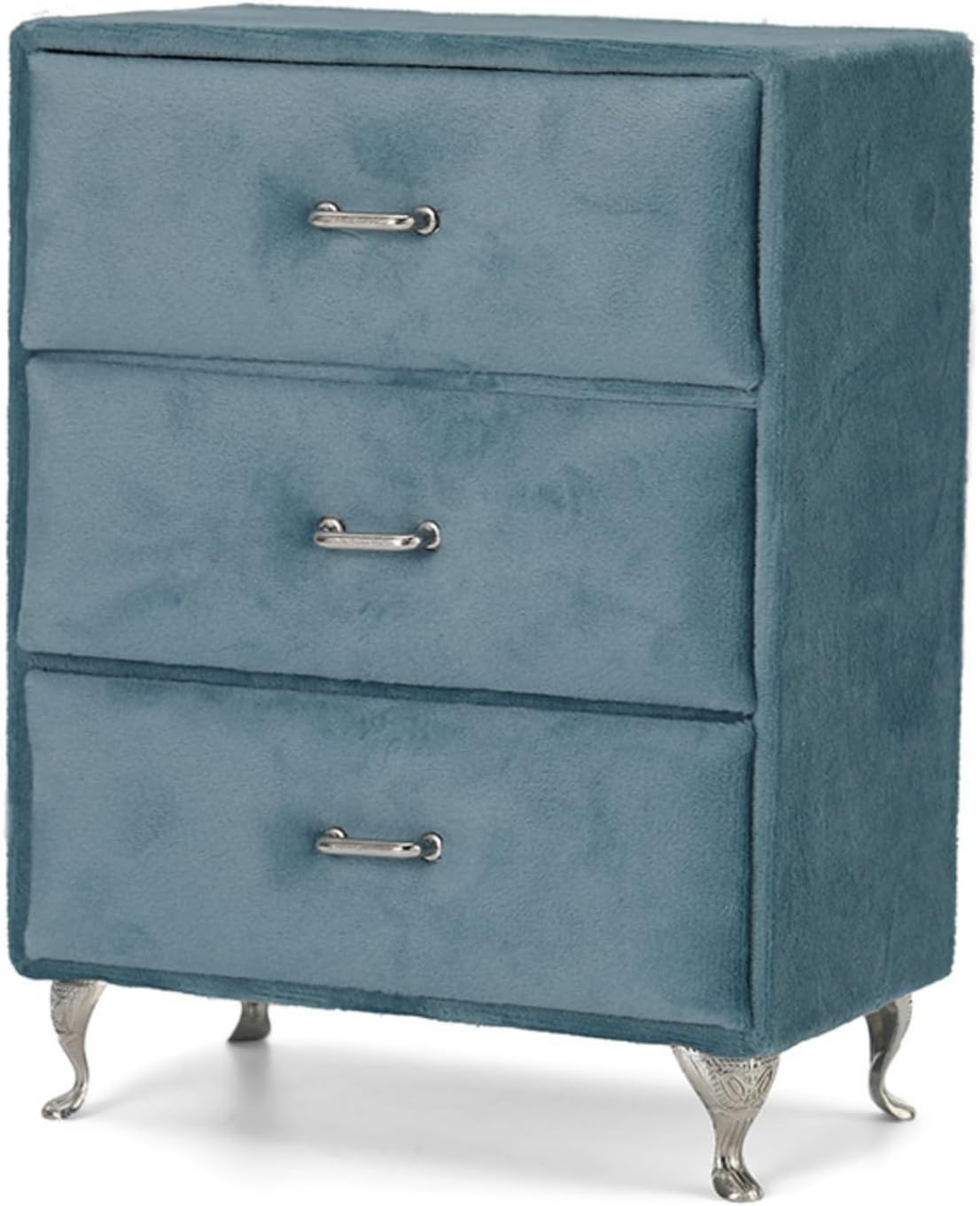 Yiju Jewelry Storage Container Jewelry Organizer Chest With Three Drawers Gentle Velvet Legs Pull Handles suitable for bedroom dresser vanity gift giving home decoration