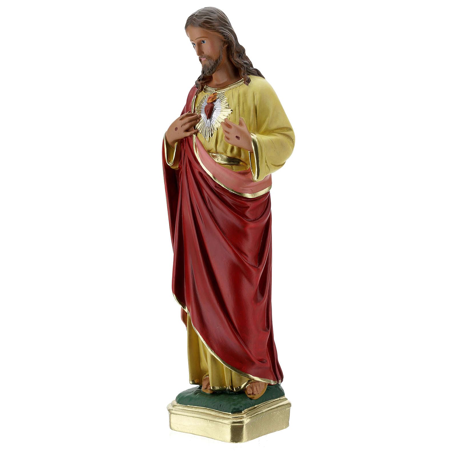Holyart Statues en plâtre: Sacré-Coeur de Jésus Statue plâtre 40 cm Peinte à la Main Barsanti