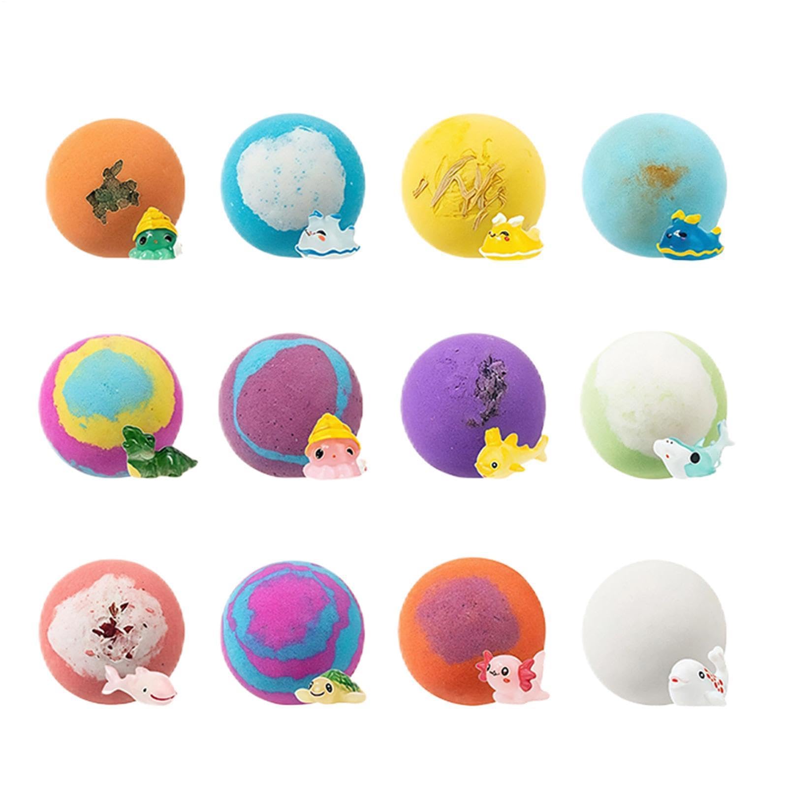 Kit di Bagno con Bombette Effervescenti 12 Pezzi, Delicati con Sorpesa | Set di Bombe da Bagno Effervescenti al Sale per Ragazze per il Relax del Bagno dei Bambini, Regali per Compleanno F