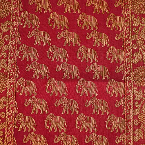 Indian Traditional Decorative Silk Dining Table Runner, Red Elephant Embroidery Handmade Dining Table Runner Table Runner For Wedding, Birthday Décor, Home Decor By United Creation(14 X72) Inch 10160 #TOP4