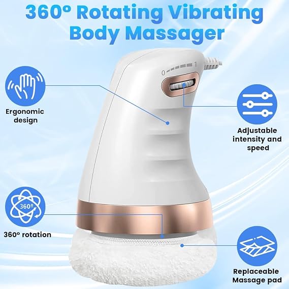 Cellulite Massager, Lymphatic Drainage Massager with 3 Massage Heads & 6 Washable Pads, Body Sculpting Machine, Handheld nti Cellulite Remover Massager for Whole Body Parts