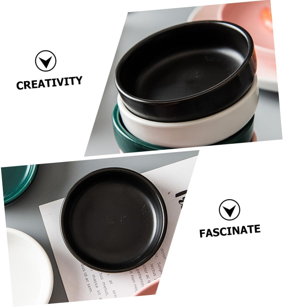 Ciieeo 4pcs Japanese Style Black Ceramic Sauce Dipping Dishes Set for Home Kitchen Condiment Plates Soy Sauce Seasoning Containers Side Serving Plates