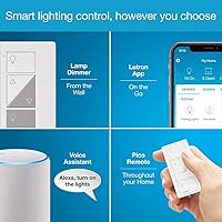 Vista 4 de Lutron Caseta - Kit de arranque inteligente para lámparas, 2 interruptores reguladores de luz enchufables con puente inteligente y 2 controles