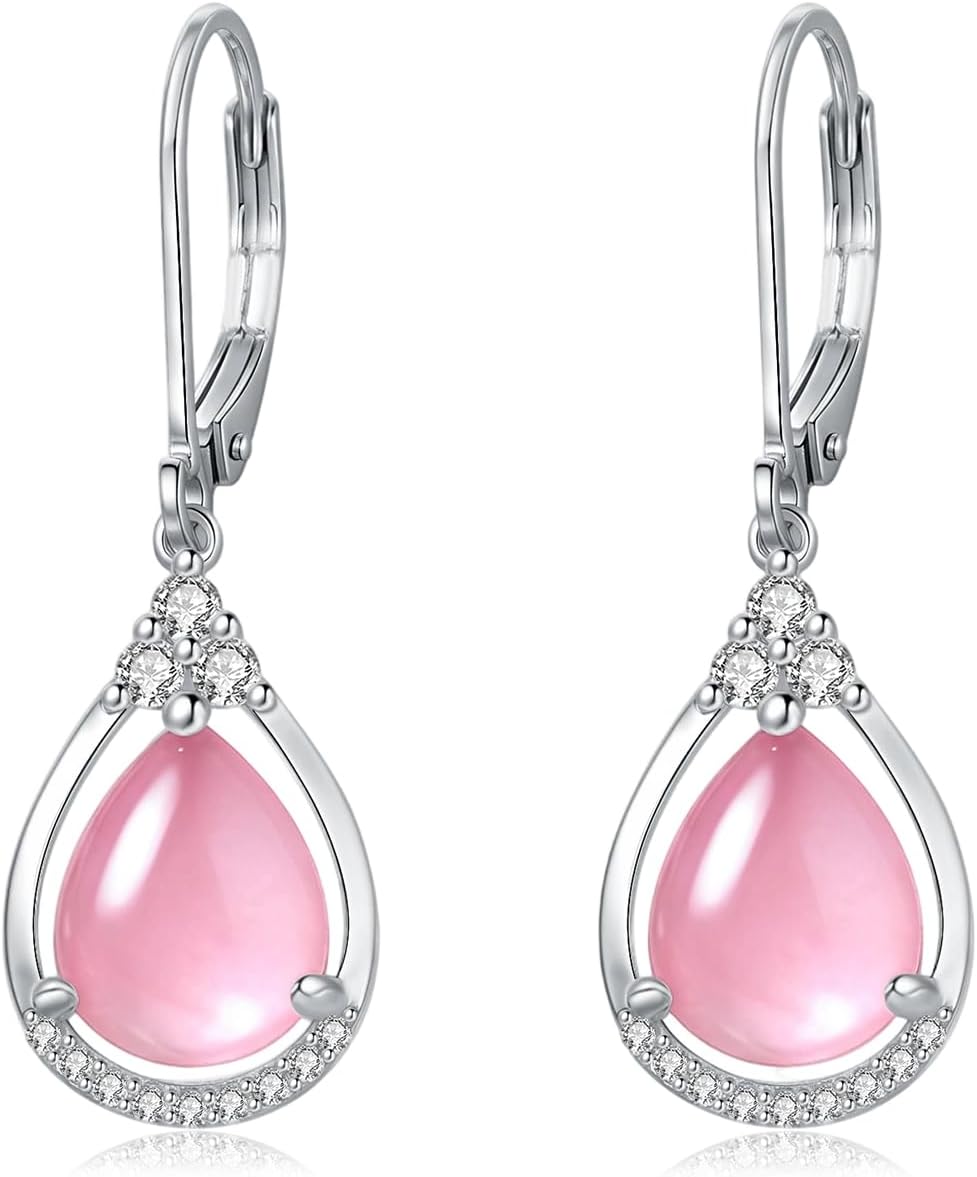 Sterling Silver Birthstone Earrings AAAAA Cubic Zirconia Teardrop Dangles Jewelry Gifts for Women
