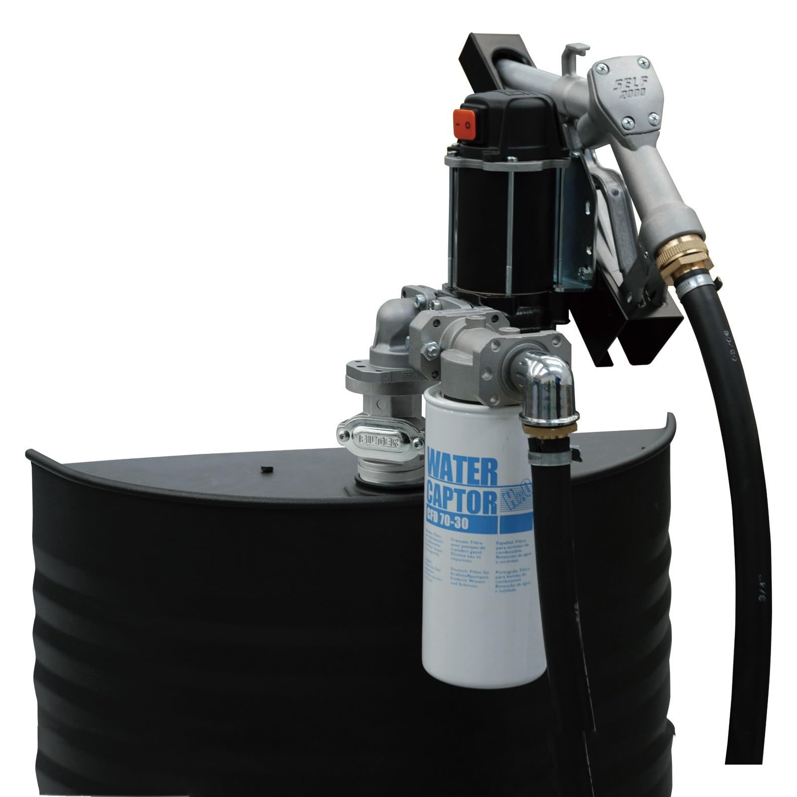 PIUSI Kit Filtro Carburante/Separatore d'acqua per cisterna Completo Supporto testa + 2x Cartucce, Portata 70 l/min, Filtrazione 30 micron | Water Captor F00611A0A