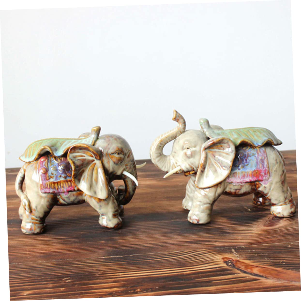 Abaodam Figura De Elefante De Cerámica Escultura De Elefante para Decoración Creativa Obra De Arte Artesanal Cerámica Hogar
