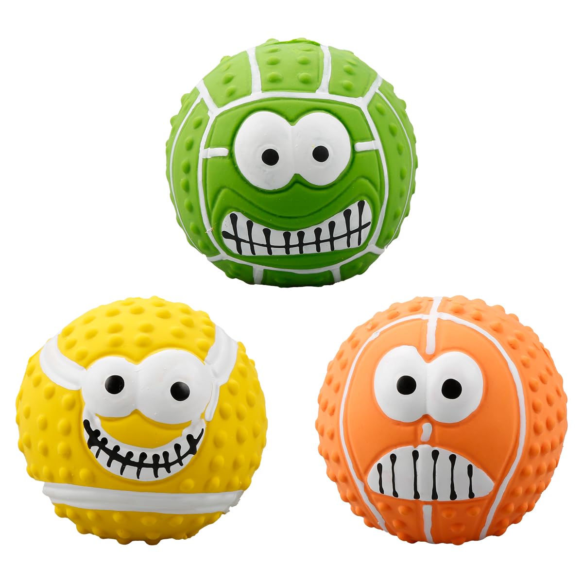 GLADFRESIT 3 Pcs Squeaky Dog Ball, Latex Rubber Dog Squeak Toys