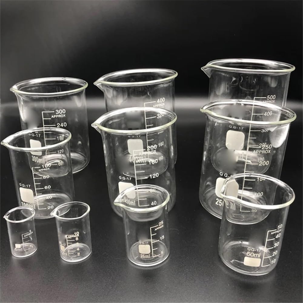10 pezzi/set (5 ml-500 ml) becher in vetro for esperimenti di laboratorio for attrezzature Attrezzature da laboratorio