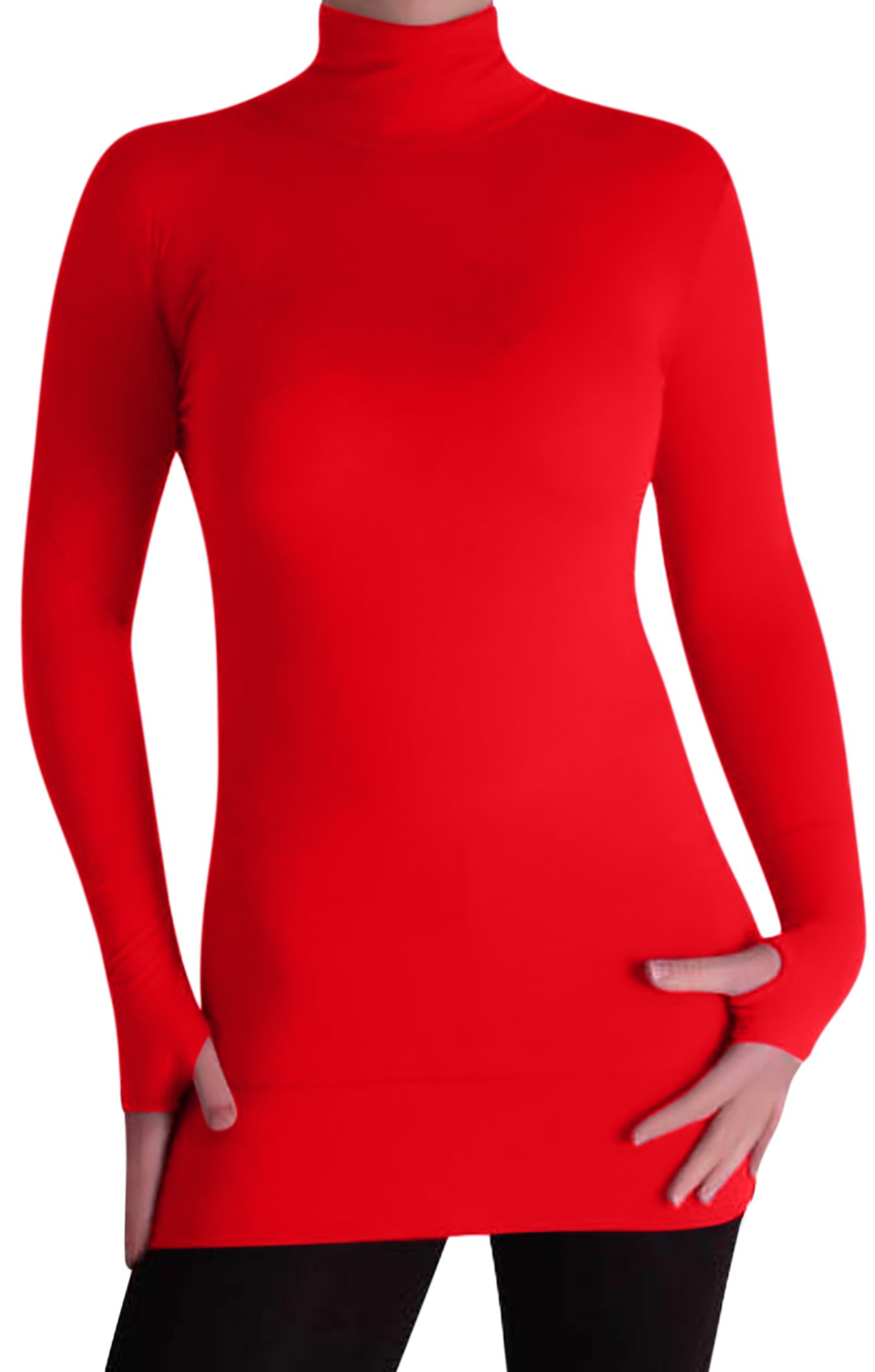 EyeCatch TM - Womens Cher Lightweight Stretch Polo Neck (Medium/Large, Red)