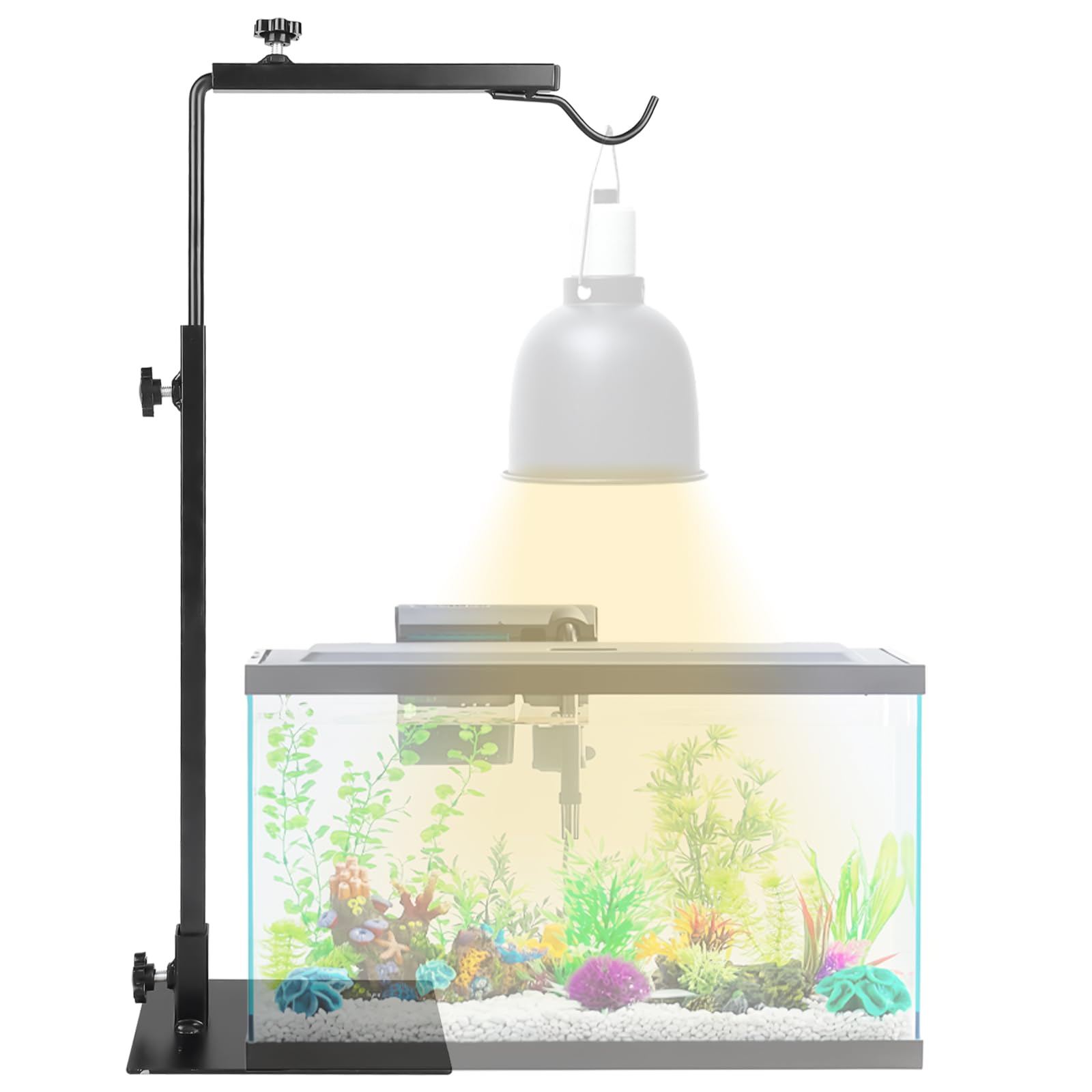 Reptilien Wärmelampenständer: Reptilien Lampenständer Verstellbarer mit Sockel, Reptilien Lampenhalter für Terrarium und Habitatkäfig, Verstellbar Höhe 38-64 cm Breite 20-30cm