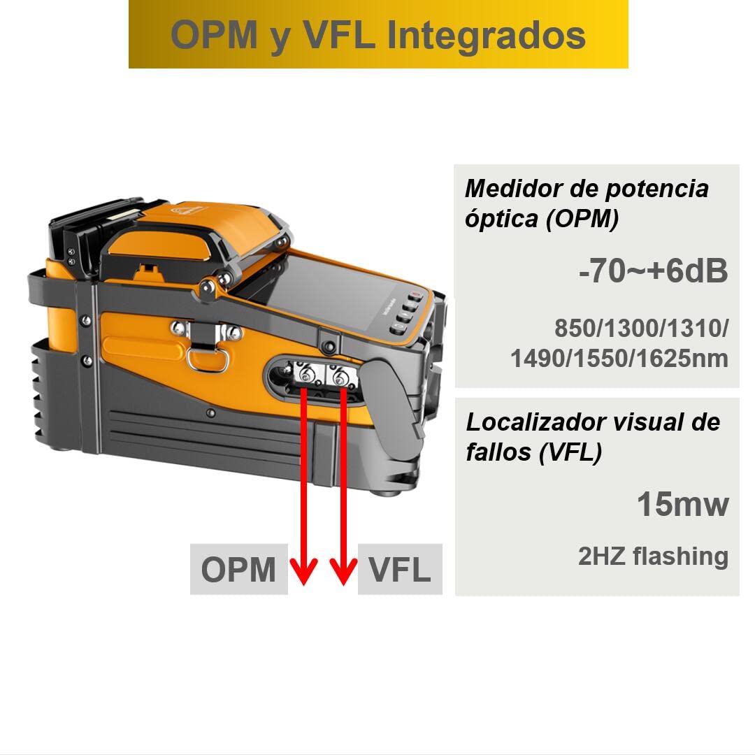 Fusion Splicer AI-9 with 30 Tutorials fusionadora de fibra optica con 30 tutorial y alineación de núcleo para proyectos de empalme de cables y construcción de líneas troncales FTTH (EU Plug)