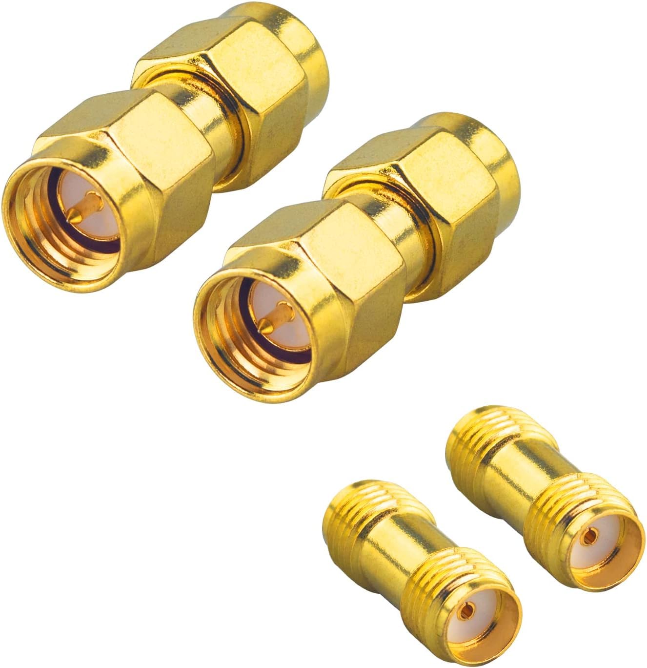 ABONIX SMA Connector Kit 4PCS | SMA Male to Male and Female to Female Gender Changer Antenna Adapter|Gold-Plated Brass Low-Loss|RF Coax Cable Adapter for Antenna IP Camera, FPV, Audio,Radio-image-29